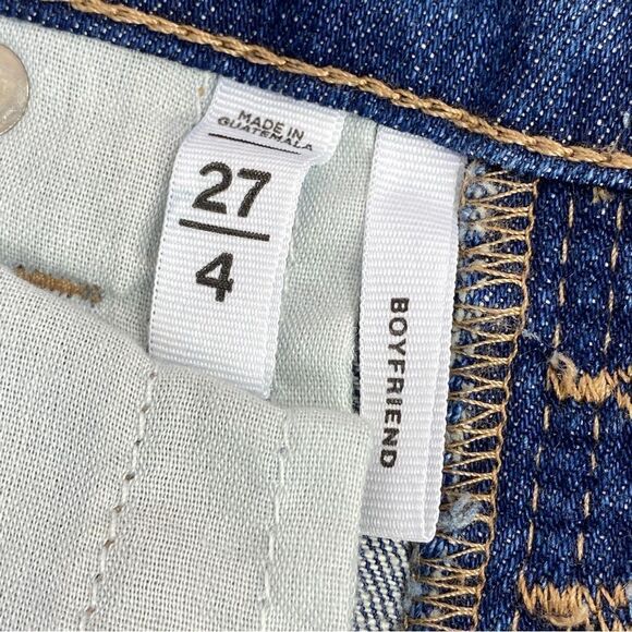 Loft Floral Embroidered Boyfriend Jeans Cropped Raw Hem Blue 4 27 - Picture 11 of 14